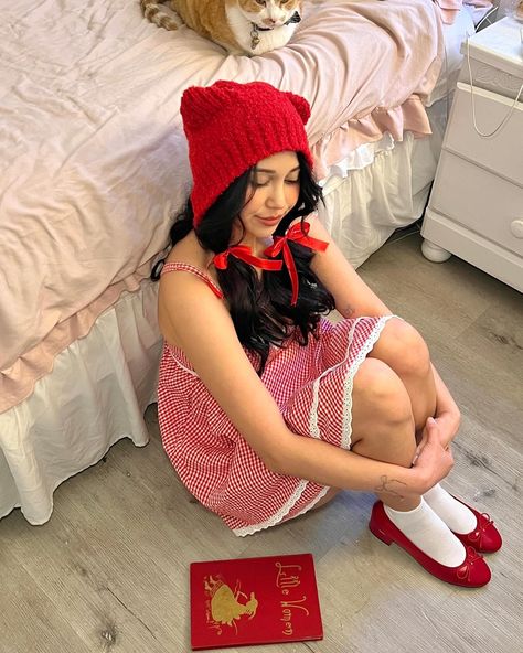 Little red🧸❣️ (if you’ve seen the little women edits you will know why I chose this song lol I love this book and movie!) . . . . softgirl. Coquette. Girly girl. Dreamy. Pinterest aesthetic. Dolly. Princess. Fashion inspo. Style. Balletcore. Outfit ideas. Red gingham dress. Bear beanie. Red ballet flats heels. Hair ribbons. Valentines outfit inspo. Ribbon bow tattoo. Ribbon Bow Tattoo, Outfit Ideas Red, Red Coquette, Red Gingham Dress, Red Ballet Flats, Valentines Outfit, Bear Beanie, Princess Fashion, Bow Tattoo