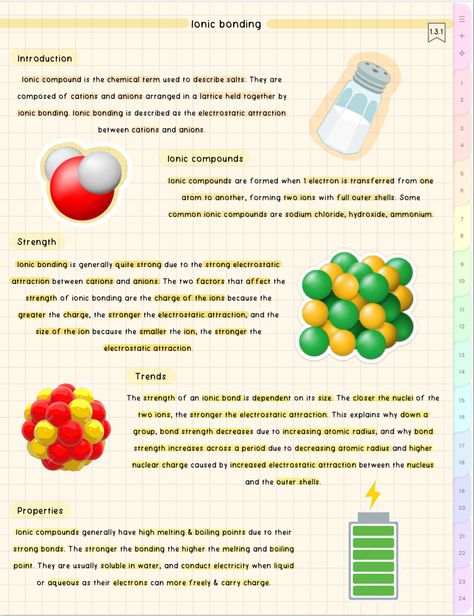 cute aesthetic chemistry notes Ionic Bonding Notes, Aesthetic Chemistry, Biology Topics, Ionic Compound, Ipad Notes, Ionic Bonding, Biology Worksheet, Lattice Structure, Notes Aesthetic