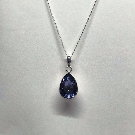 "925 sterling silver diamond cut curb chain necklace with a tanzanite coloured pear/teardrop shaped cubic zirconia set in a sterling silver base and hung from the chain by a sterling silver bail Chain available in 2 lengths - 16\" and 18\" The sparkle on this pendant is stunning Tanzanite is the birthstone for December Pendant - 14mm x 10mm Total pendant length- 23mm All jewellery comes gift boxed Free Royal Mail second class signed for delivery" Jewellery Silver Necklace, Silver Chains For Women, December Birthstone Necklace, Tanzanite Pendant, Tanzanite Necklace, Pretty Jewelry Necklaces, Tanzanite Jewelry, Fancy Jewellery Designs, December Birthday