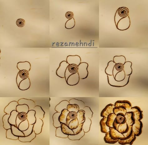 Henna Tattoo Flower Designs, Tattoo Flower Designs, Henna Tattoo Flower, Mehandi Practice, Basics Drawing, Mehandi Tutorial, Mehndi Practice, Learn Henna, Mandala Mehndi