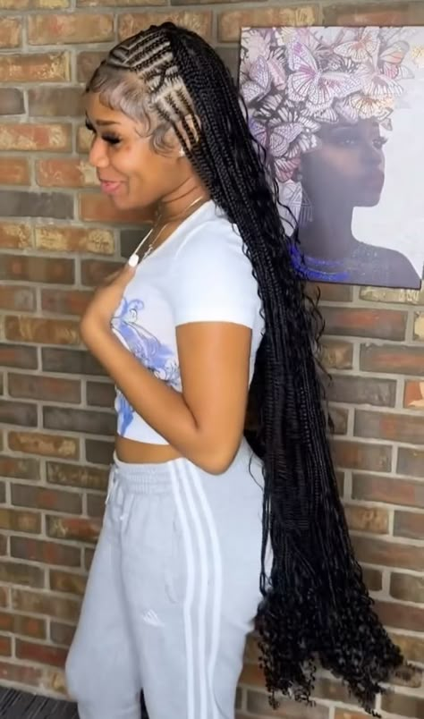 Braid Your Hair, How To Braid, Braided Hairstyles For Black Women Cornrows, Feed In Braids Hairstyles, Girl Braided Hairstyles, Cute Braided Hairstyles, Box Braids Hairstyles For Black Women, Dyed Hair Inspiration, Cute Box Braids Hairstyles