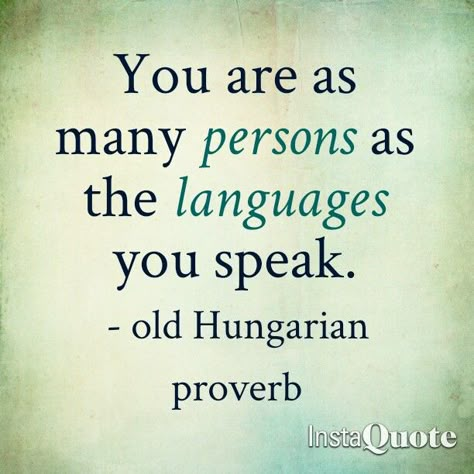 You are as many persons as the languages you speak - ancient Hungarian proverb Hungarian Quotes, Quotes Mindset, Lifestyle Goals, Language Quotes, Proverbs Quotes, Mindset Motivation, Business Leadership, Learning Quotes, Got Quotes