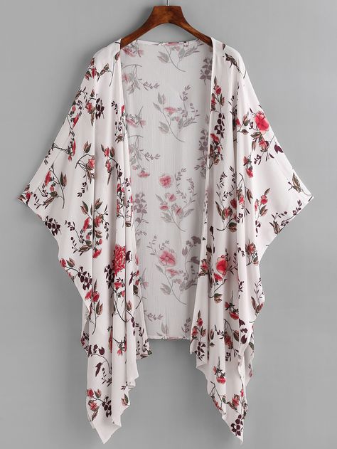 Shop Floral Print Random Asymmetric Hem Kimono online. SheIn offers Floral Print Random Asymmetric Hem Kimono & more to fit your fashionable needs. Kimono Online, Kimono Swim Cover Up, Cover Up Kimono, Women Kimono, Floral Swimwear, Mode Kimono, Floral Print Kimono, Kimono Vintage, Womens Kimono