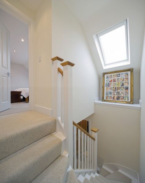 Great velux window in roof to add light to the stairwell Loft Conversion Stairs, Loft Conversion Bedroom, Dormer Loft Conversion, Loft Staircase, Attic Staircase, Attic Ideas, Loft Conversions, Attic Loft, Loft Stairs