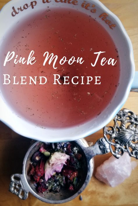 Moon Tea, Tea Blends Recipes, Kitchen Witch Recipes, Herbal Tea Benefits, Homemade Tea, Herbal Teas Recipes, Herbal Tea Blends, Tea Benefits, Pink Moon