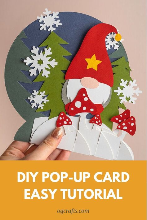 Christmas Paper Cards Diy, Cricut Christmas Pop Up Card, Christmas 3d Cards Diy, 3d Xmas Cards, Cricut 3d Christmas Cards, Christmas Card Cricut Templates, Cricut 3d Cards Pop Up, Diy Pop Up Card Christmas, Xmas Easy Crafts