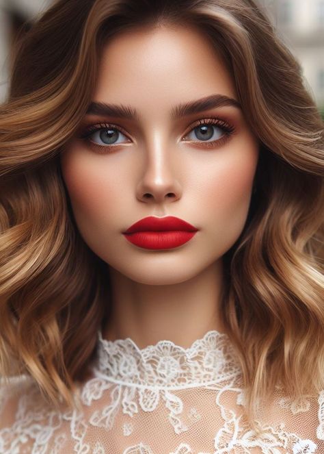 Hollywood Glamour! Old Hollywood red lips add a touch of vintage elegance and timeless sophistication. Lipstick Commercial, Dramatic Winged Eyeliner, Retro Makeup Looks, Maroon Lips, Dramatic Eyeliner, Raspberry Lips, Lips Inspiration, Smokey Eye Easy, Neutral Skin Tone