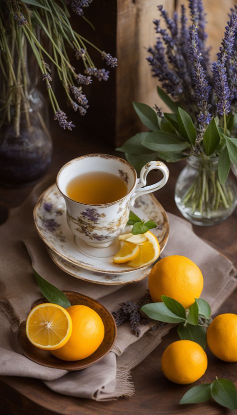 Lavender flowers and lemon tea - AI creation Tea Still Life, Lemonade Recipes, Lemon Tea, Lavender Flowers, Life Photography, Still Life Photography, Tea Lover, Tea Time, Lemonade