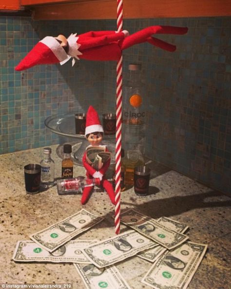 Inappropriate Elf On The Shelf Hilarious, Funny Elf On The Shelf Pranks For Adults, Gross Elf On The Shelf Ideas, Adult Elf Of The Shelf Ideas, Funny Adult Elf On The Shelf Ideas, Elf On The Shelf Ideas For Parents, Elf On A Shelf Adult Humor, Elf On The Shelf Strip Club, Really Funny Elf On The Shelf Ideas