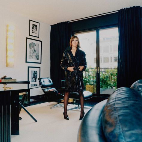 Carine Roitfeld, the legendary stylist, talks taste Carine Roitfeld Style, Galliano Dress, Samantha Cameron, Carine Roitfeld, Damon Albarn, Amazing Buildings, A Crush, Colorful Shoes, Print Coat