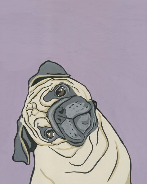 Hello there! Pug Illustration, Portraits Pop Art, Paint Your Pet, Custom Portrait Painting, Pug Art, Pet Portrait Painting, A Pug, Dog Illustration, Pug Love