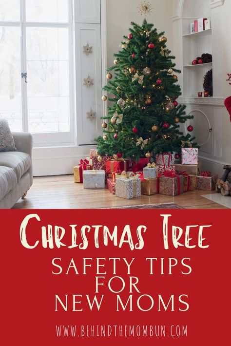 The holidays are approaching. Having little ones in the home during the holidays is sweet but does present a unique challenge when baby proofing your home for the holiday. Check out these tips for Christmas tree safety tips for new moms. #christmas #christmastreesafety #babyproofchristmas #momlife #momadvice Baby Proof Christmas Tree, Childproof Christmas Tree, Christmas With A Toddler, Christmas Tree Gate, Toddler Christmas Tree, Trees For Kids, Tips For New Moms, Mom Bun, Christmas Trees For Kids