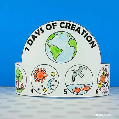 The Creation Story headband is a fun coloring craft for kids to help them learn about the 7 days of creation. Creation Sunday School Lesson, Story Of Creation, Creation Activities, Creation Coloring Pages, 7 Days Of Creation, Creation Bible, Bible Crafts Sunday School, Headband Crafts, Bible Story Crafts