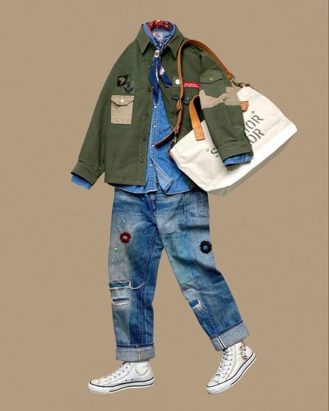 Bald Fashion, Denim Man, Converse Bag, Levis Vintage Clothing, Utilitarian Style, Shoes Converse, Japanese Street Fashion, Raw Denim, Professional Fashion