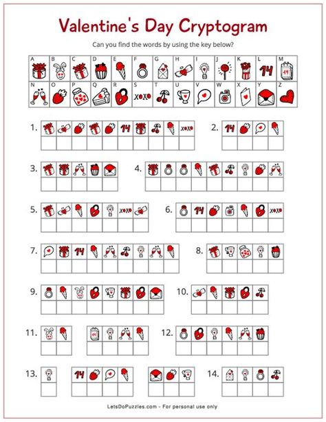 Valentines Day Cryptogram | Printable Puzzles for Kids Valentines Day Work Sheets For Kids, Valentine's Activity For Kids, Valentine Printable Craft, Valentine Word Scramble Free Printable, Valentines Activities For Elementary Kids, Valentines Day Class Activities, Valentines Activities For 4th Grade, Valentines Game For Kids, February Elementary Activities