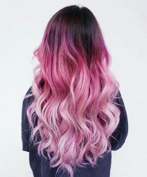 Pastel Pink Hair Ombre, Ombre Curly Hair, Hair Rainbow, Pink Ombre Hair, Purple Ombre Hair, Mode Rose, Temporary Hair Color, Long Hair Color, Ombré Hair