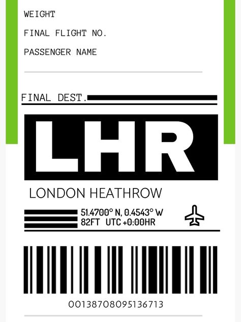 "LHR London Heathrow International Airport Luggage Tag" Sticker by henilr | Redbubble Luggage Tag Design, Airport Logo, Luggage Tag Designs, Airport Luggage, Airport Signs, Airport Aesthetic, Canada Photography, Airport Taxi, Boarding Passes