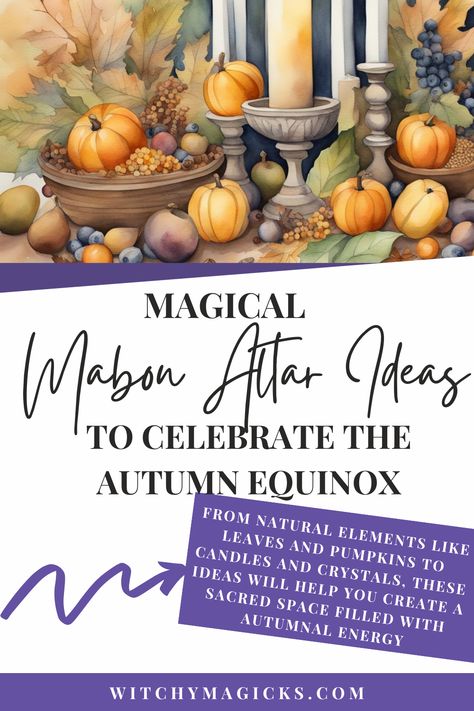 Discover magical Mabon altar ideas that embody the spirit of the Autumn Equinox. From natural elements like leaves and pumpkins to candles and crystals, these ideas will help you create a sacred space filled with autumnal energy. Perfect for celebrating harvest season and reflecting on balance. Get inspired to make your altar a cozy, personal ritual space this fall. Ready to enhance your magical practice? Start your Mabon altar setup today! #Mabon #WitchyVibes #AutumnDecor #FallRituals Mabon Altar, Altar Setup, Easy Witchcraft, Candles And Crystals, Ritual Space, Spells That Actually Work, Be A Witch, Green Witchcraft, Altar Ideas