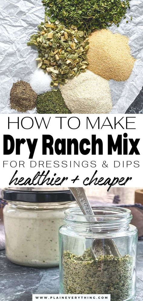 Ranch Salad Dressing Mix Recipe Dairy Free Ranch Dip, Ranch Seasoning Mix Recipes, Whole30 Ranch, Dairy Free Ranch, Paleo Ranch, Homemade Ranch Dressing Mix, Homemade Ranch Seasoning, Dry Ranch Seasoning, Ranch Dressing Recipe