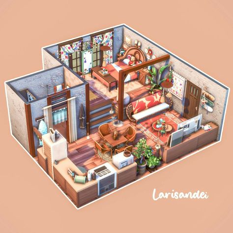 Floorplan Ideas The Sims 4, Sims 4 Floorplan Loft, Sims 4 Art Apartment, Sims 4 One Room House, Aims 4 House Ideas, Sims 4 Houses Loft, Sims 4 House Blueprints Floor Plans, Fun Sims 4 Builds, The Sims 4 Floorplan