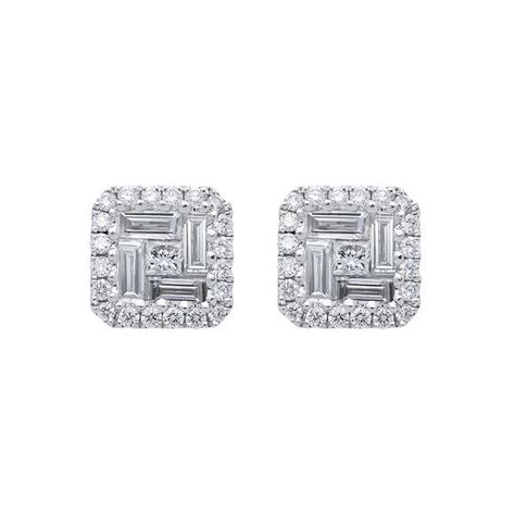 Men's Earrings, Diamond Baguette, Cushion Cut Ring, Diamond Collection, Baguette Cut Diamond, Diamond Earring, White Gold Earrings, Baguette Cut, Diamond Set