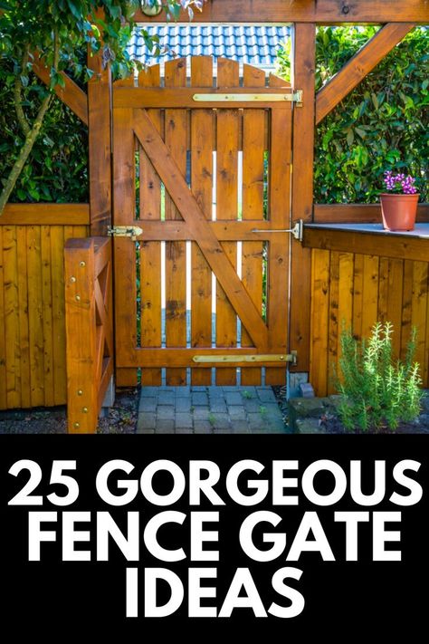 Wood Fence Gate Designs, Fence Gate Ideas, Old Fence Boards, Wood Fence Gates, Fence Wall Design, Backyard Gates, Fence Gate Design, Modern Fence Design, Log Home Designs