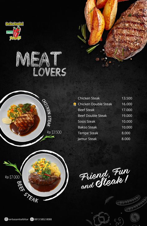 Steak Menu Design, Chicken Menu Design, Food Menu Design Layout, Catering Menu Design, Steak House Menu, Design For Restaurant, Steak Menu, Menu Design Layout, Brochure Food