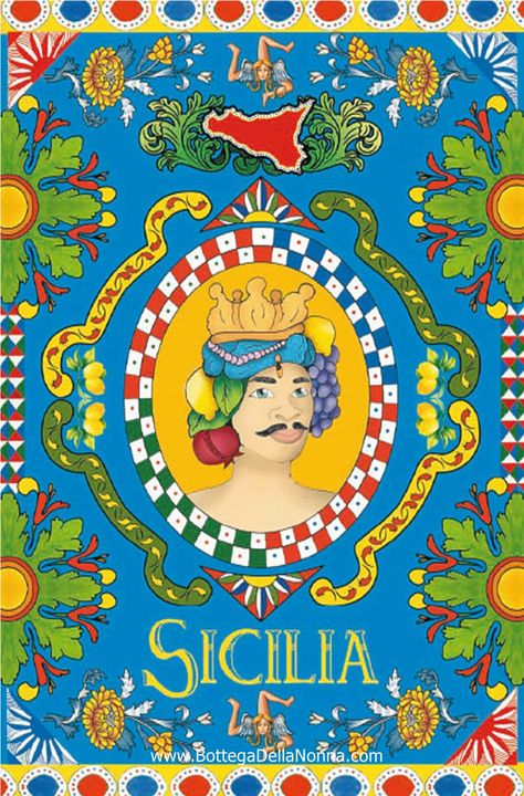 Sicilian Design, Sicilian Art, Italian Nonna, Sicilian Women, Matching Aprons, Italian Pattern, Colorful Dishes, Book Artwork, Pichwai Paintings