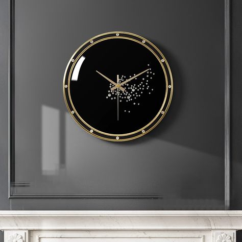 Wall Mirror Ideas, Wall Clock Ideas, Resinart Clock, Neon Decorations, Black And Gold Resin Clock, Wall Clock Luxury, Unique Resin Wall Clock, Resin Art Canvas, Nature Clock