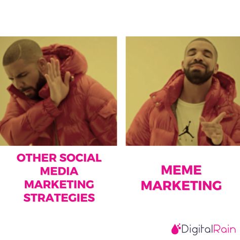 We don’t entirely agree with Drake that meme marketing is the only way to go. But we do 💗 marketing with memes for a variety of reasons! They make it easy to reflect what your brand is all about, it makes you appear more relatable, and it adds a personalized touch to your marketing efforts. #DigitalRainInc #marketing #marketingmanagement #communications #contentcreation #digitaladvertising #meme #marketingmeme #socialmedia #socialmediamarketing Marketing Meme Funny, Digital Marketing Memes Funny, Digital Marketing Humor, Digital Marketing Memes, Genius Marketing, Marketing Jokes, Social Media Meme, Business Meme, Marketing Meme