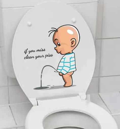 NO JOKE !!! 😡 Wall Stickers Toilet, Cartoon Toilet, Toilet Stickers, Toilet Decals, Toilet Decoration, Bathroom Decals, Bathroom Stickers, Clear Vinyl Stickers, Grad Party Decorations