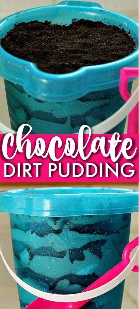 Chocolate Dirt Pudding is no-bake, delicious, and fun for any occasion. This Oreo dirt pudding recipe with chocolate pudding is a crowd favorite. Serve it in a bucket for added effect! | persnicketyplates.com #nobakedessert #nobake #pudding #oreo #dessert #easyrecipe Dirt Pudding For A Crowd, Oreo Dirt Dessert, Dirt Pudding Recipe, Dirt Cakes, Dirt Cups Dessert, Pudding Oreo, Dirt Pudding Recipes, Oreo Dirt Pudding, Pudding Oats