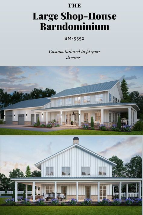 House Barndominium, House Wrap Around Porch, Metal Building House Plans, Steel Building Homes, Barn Homes Floor Plans, Barn House Design, Barndominium Plans, Barn Style House Plans, Home Design Floor Plans