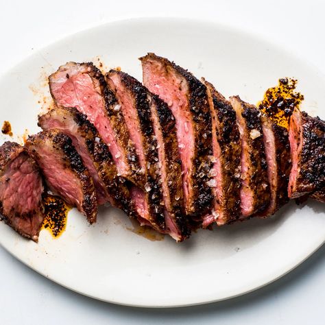 Coffee-Rubbed Steak Recipe | Bon Appétit Ny Strip Steak Recipes, Coffee Rubbed Steak, Grilling The Perfect Steak, Strip Steak Recipe, Coffee Rub, Ny Strip Steak, Grilled Steak Recipes, Ny Strip, Perfect Steak