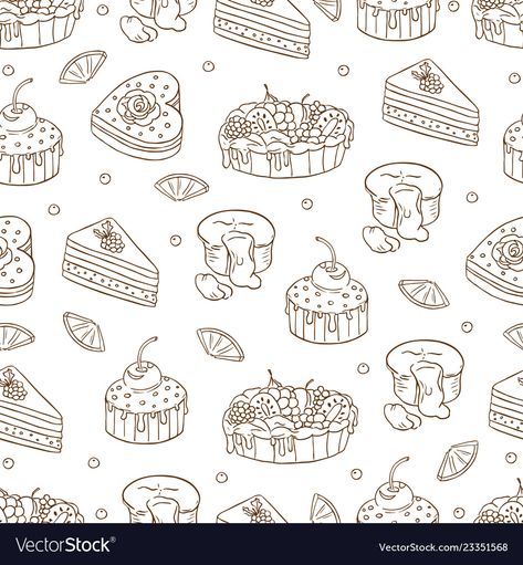 Different Kinds Of Cakes, Cake Vector, Patterned Cake, Vector Hand, Pattern Illustration, Repeating Patterns, High Res, Seamless Pattern, Png Images