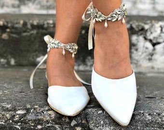 Wedding Flats For Bride, Bridal Ballet Flats, Bridal Foot Jewelry, White Bridal Shoes, Beach Wedding Shoes, Bridal Shoe, Barefoot Sandal, Wedding Shoes Comfortable, Blue Wedding Shoes