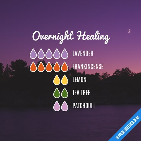 Overnight Healing — Essential Oil Diffuser Blend Essential Oil Perfumes Recipes, Animal Print Mini Dress, Essential Oil Combinations, Doterra Essential Oils Recipes, Healing Essential Oils, Essential Oil Diffuser Blends Recipes, Essential Oils Guide, Diy Kosmetik, Essential Oils For Sleep