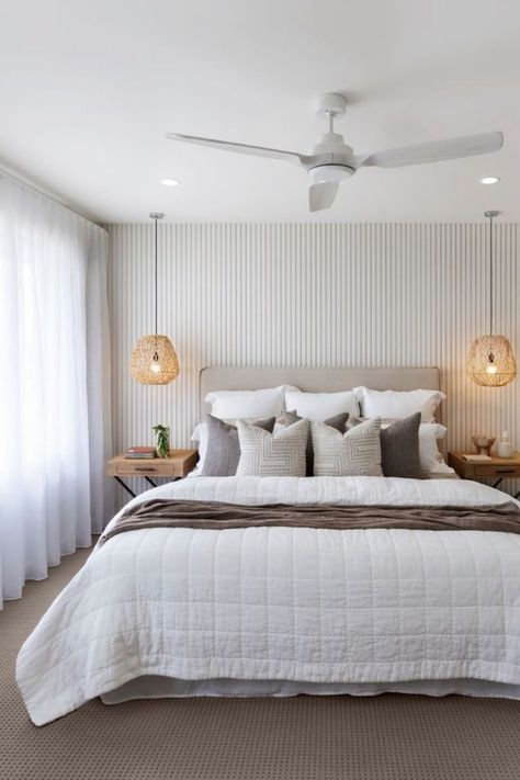 Master bedroom complete with stunning sheer curtains. Roller Blinds Bedroom, Sheer Curtains Bedroom, Custom Window Blinds, Blinds Curtains, Blue Space, Venetian Blinds, Bohemian Bedroom, Curtains Blinds, Curtains Bedroom