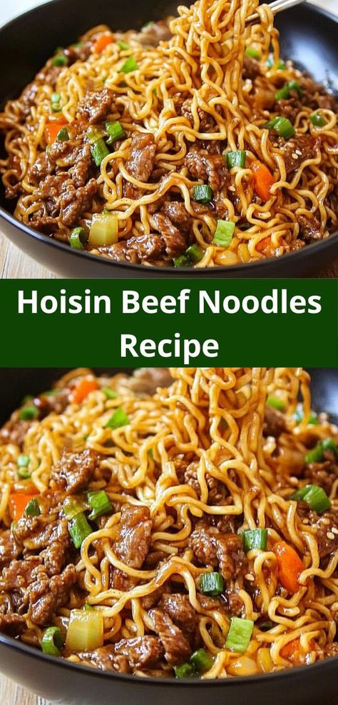 Craving beef stroganoff? Try this Hoisin Beef Noodles Recipe for a flavorful twist! Among the best ground beef recipes for dinner, it’s easy to prepare and satisfies all your noodle cravings. Recipes Using Stir Fry Beef, Shredded Beef Noodles, Beef Ramen Noodle Bowl Recipes, Asian Beef Crockpot, Beef Roman Noodle Recipes Stir Fry, Easy Dinner Beef Recipes, Asian Entree Recipes, Asian Drunken Noodles, Hoisin Noodles Stir Fry