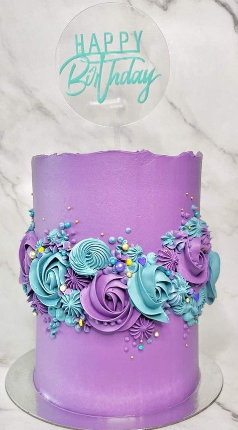 Blue And Purple Birthday Cake, Pink Blue And Purple Cake, Pink Purple And Blue Birthday Cake, Pink And Teal Birthday Cake, Purple And Teal Cake, Purple And Turquoise Birthday Cake, Turquoise Cake, Teal Cake, Purple Cakes Birthday