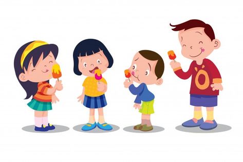 Cream Illustration, Ice Cream Cartoon, Ice Cream Illustration, Girl Cartoon Characters, Summer Banner, Eating Ice, Vector Food, Eating Ice Cream