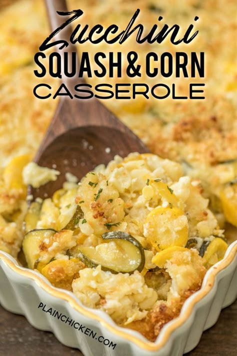 Squash Corn Casserole, Zucchini Corn Casserole, Zucchini Chicken, Zucchini Casserole Recipes, Yellow Squash Recipes, Summer Squash Recipes, Squash Casserole Recipes, Veggie Casserole, Zucchini Squash