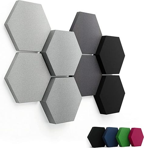 FENNEXT ® Velvet Sound Absorber Wall - Decorative Hexagon Acoustic Panels for Gaming, YouTube Studio, Office - 8 x 3D Wall Panels Stony Shades : Amazon.de: Large Appliances Hexagon Acoustic Panels, Office Meeting Room, Foam Panels, Room Acoustics, 3d Panels, Acoustic Wall, Sound Absorption, 3d Wall Panels, Sound Absorbing