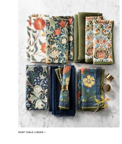 William Morris Designs, Kids Pottery, Shop Table, Thanksgiving Table Decorations, Wolverhampton, Arts And Crafts Movement, Pottery Barn Teen, Williams Sonoma, Cotton Napkins