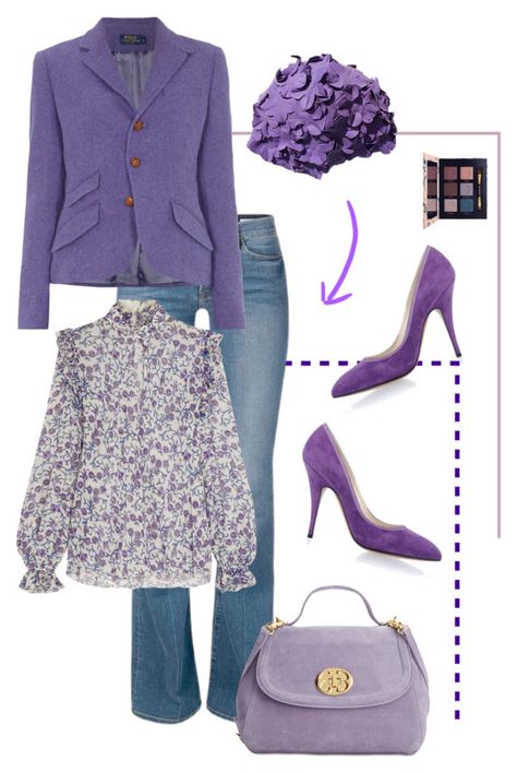 Senza titolo #3465 by zenaidarielle on Polyvore featuring polyvore fashion style Giambattista Valli Salvatore Ferragamo Emma Fox Tory Burch clothing lavender lilac dusty purple violet colours Cool Summer Palette, Colors Outfit, Emma Fox, Summer Palette, Lavender Honey, Soft Autumn, Dusty Purple, Grey Outfit, Purple Violet