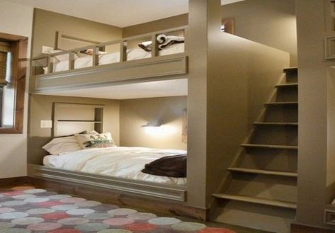 Bunk Bed Decor, Cool Loft Beds, Bunk Bed Rooms, Adult Bunk Beds, Modern Bunk Beds, Bunk Beds Built In, Built In Bunks, Bunk Rooms, Cool Bunk Beds