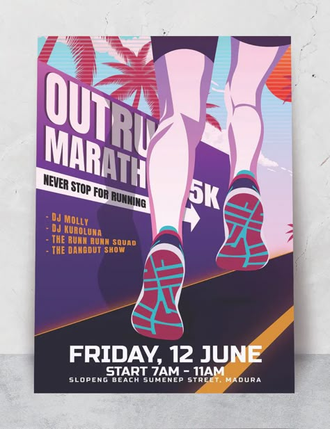 Marathon Illustration Poster, Sports Book Cover, Marathon Design Graphics, Running Design Graphic, Marathon Poster Design, Run Poster Design, Running Poster Design, Fun Run Poster, Marathon Posters Ideas