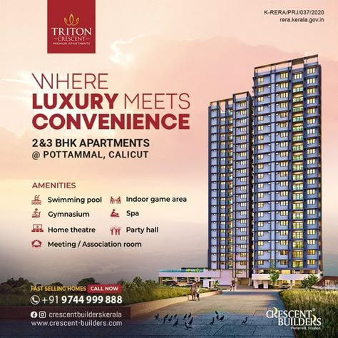 Luxury apartment in calicut Tuition Room, Swimming Pool Home, Real Estate Banner, Game Area, Rustic Tile, Real Estate Marketing Design, Pool Home, Real Estate Ads, Party Hall