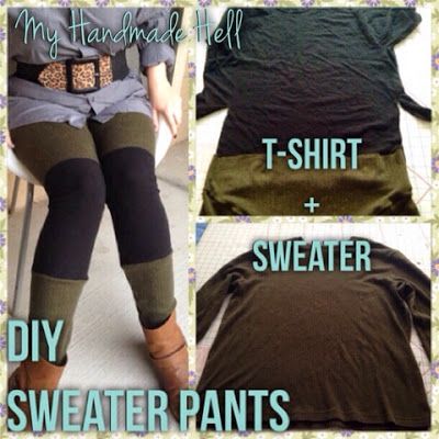 Upcycle Leggings, Clothes Washing Hacks, Old Sweater Crafts, Diy Leggings, Sweater Leggings, Diy Clothes Refashion, Shirt Hacks, Diy Sweater, Recycled Sweaters