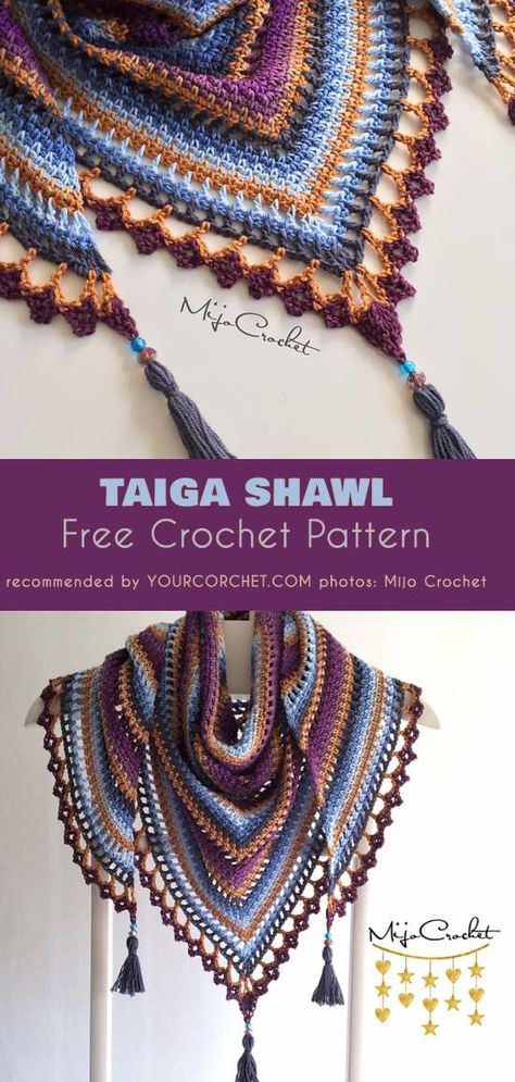 Taiga Shawl Free Crochet Pattern Crocheted Shawl, Crochet Scarfs, Crochet Bolero, Crochet Shawls And Wraps, Crochet Clothing And Accessories, Shawl Crochet, Haken Baby, Shawl Patterns, Crochet Wrap